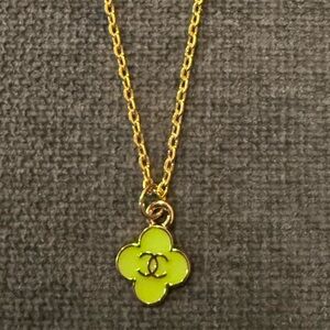 CC Gold and Green Clover Pendant Necklace